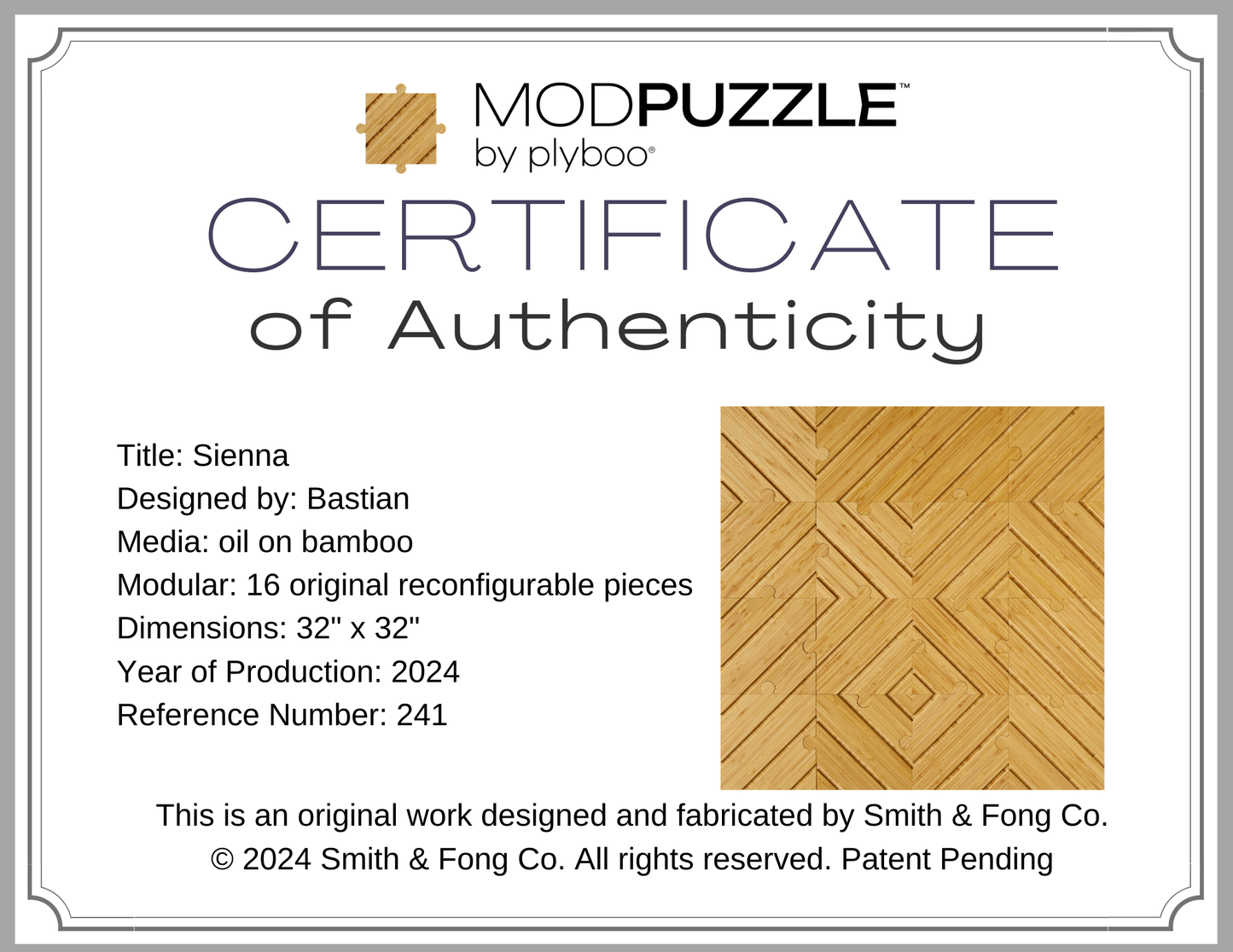 Sienna Certificate