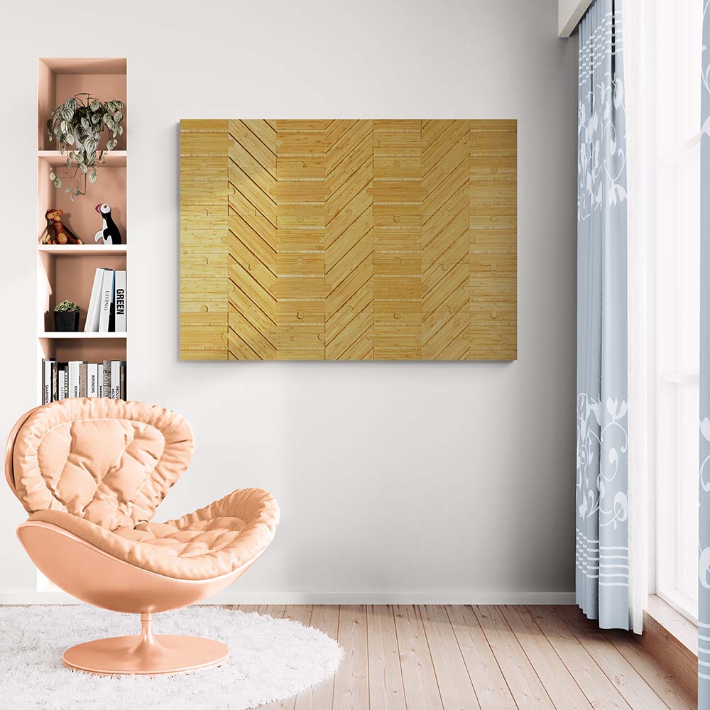 Mod puzzle in a bright living room with modern furniture